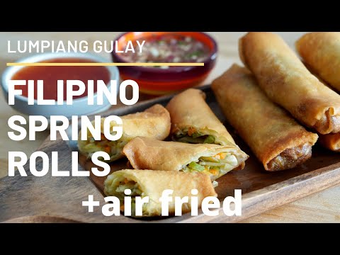 Filipino Vegetable Spring Rolls | Lumpiang Gulay + Spicy Vinegar Dipping Sauce | Vegan + Air fried
