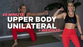 40 MIN UPPER BODY UNILATERAL | Strength & Stability | WITH DUMBBELLS | With Repeat | + Finisher