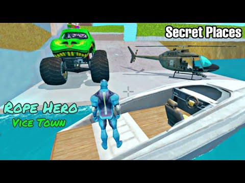 Rope Hero Vice Town Secret Places || Helicopter and Boat