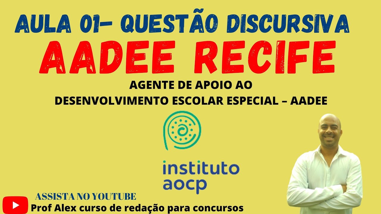 AADEE -Recife-Questão discursiva - AOCP #aadee #aocp #institutoaocp