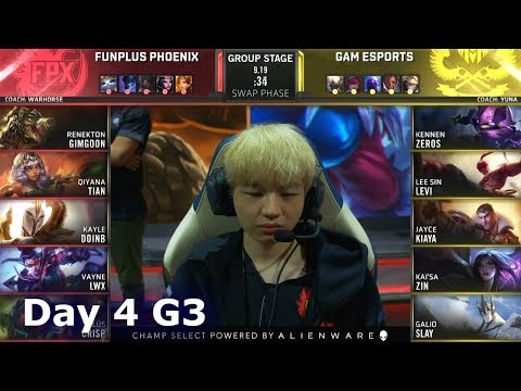 FPX vs GAM | Day 4 S9 LoL Worlds 2019 Group Stage | FunPlus Phoenix vs GAM Esports