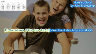 Hurts so Good (no capo) by John Mellencamp play along with scrolling guitar chords and lyrics