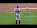 Trevor Bauer (just traded to the Reds) pre-game warm-up routine...Indians vs.  Astros...4/25/19
