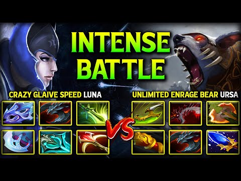 INTENSE CARRY BATTLE | CRAZY GLAIVE SPEED CARRY LUNA VS. UNLIMITED ENRAGE BEAR LUNA 7.40b Dota 2