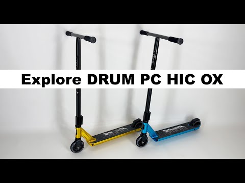 Трюковый самокат Explore Drum PC HIC OX желтый + пеги - фото 1 - id-p1435957325