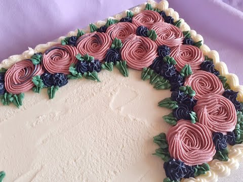 Dress up a Sheet Cake: Floral Cake for a Funeral - easy piped buttercream floral cake