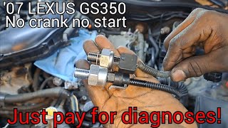 Lexus GS350 NO CRANK NO START, how diagnosing save customer money!