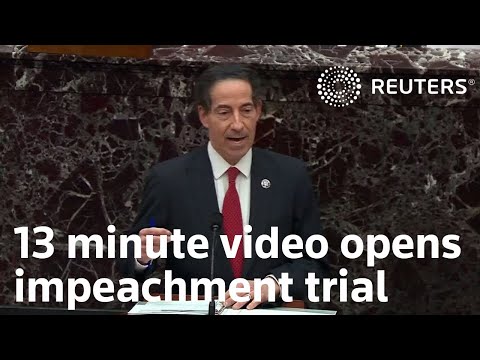對唐納德-特朗普的彈劾審判中播放了13分鐘的視頻。 (13 minute video shown at impeachment trial of Donald Trump)
