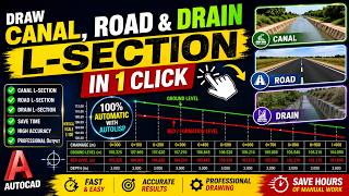 Draw Canal, Road & Drain L-Section in 1 Click | AutoCAD AutoLISP