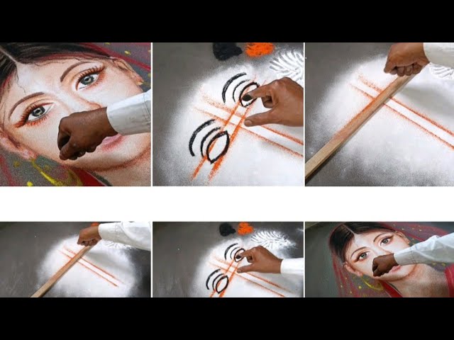 How To Rangoli Draw Face | New Easy Tips Rangoli | Beautiful Girl Face Rangoli | women Face Rangoli