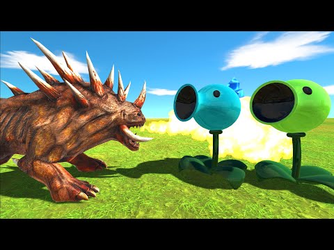 Hellhound Attack Peashooter and Snow Pea - Animal Revolt Battle Simulator