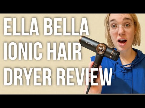 ELLA BELLA® Professional Ionic Hair Dryer with Diffuser • Negative Ion Blow Dryer • Suitable All Hair Types • Intelligent Heat Control & Rapid Drying Speeds • Lightweight Design • Low Noise Technology video review thumbnail
