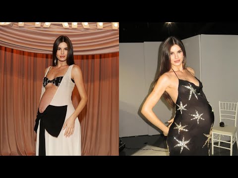 Camila Queiroz rouba a cena ao desfilar grávida de oito meses em evento da Charth em São Paulo