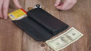 Функціональний жіночий гаманець з двома клапанами із натуральної шкіри ST Leather 22696 чорний