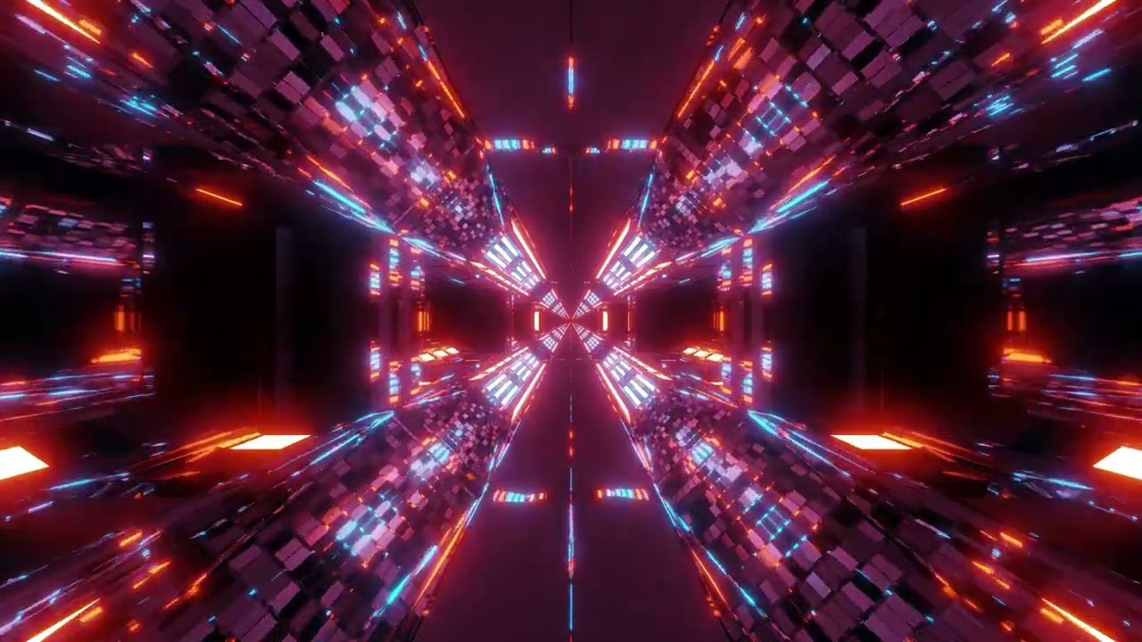 Loop Futuriste avec Fenêtres en Verre Brillantes : Tunnel de Lumières VJ Animation 4K (Sans Audio)