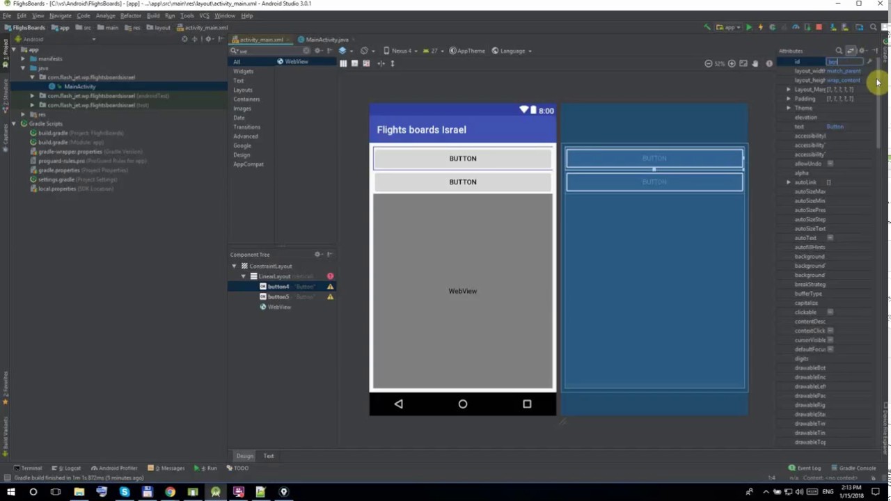 create android app with two buttons