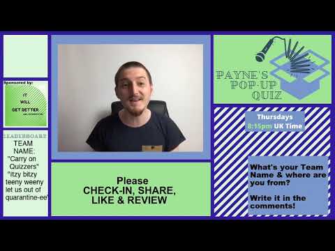 Payne’s Pop Up Quiz No 17