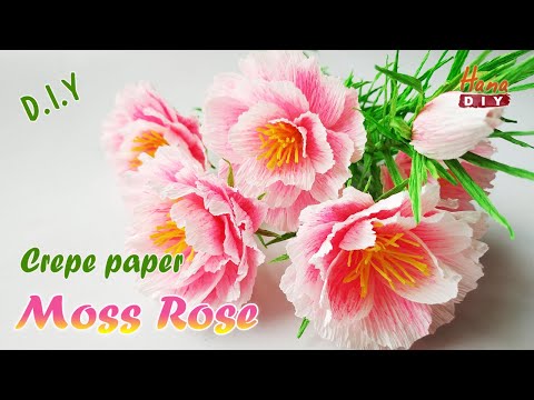 How to make crepe paper Moss Rose - HanaDIY