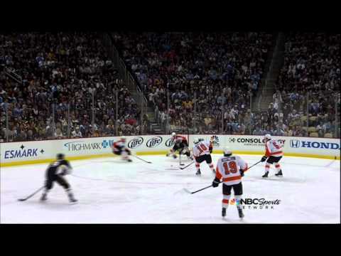 Pascal Dupuis goal Philadelphia Flyers vs Pittsburgh Penguins 4/7/12 NHL hockey
