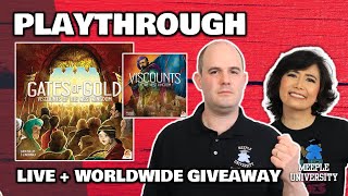 Gates of Gold : Viscounts of the West Kingdom -  LIVE Playthrough Board Game & Worldwide Giveaway