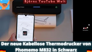 Der neue kabellose Thermodrucker von Phomemo M832 in Schwarz - günstiger kompakter Thermo Drucker