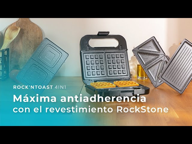 Sandwicheuse Cecotec Rock'nToast 4in1 Acier Inox 1000W 4 Plaques Pierre video