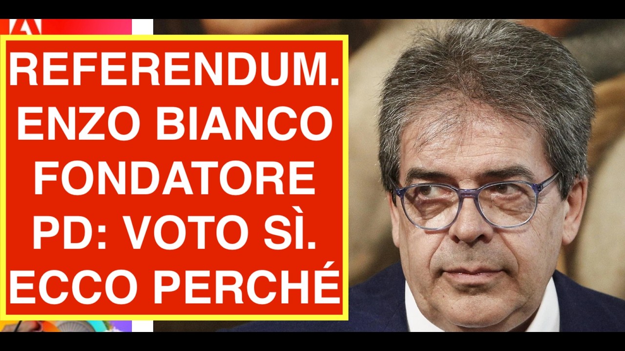 REFERENDUM. ENZO BIANCO FONDATORE PD: VOTO SÌ. ECCO PERCHÉ