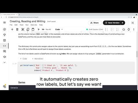 Creating, Reading and Writing - Pandas Fundamentals