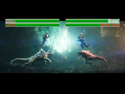 Godzilla x Kong vs Scar King x Shimu...with healthbars