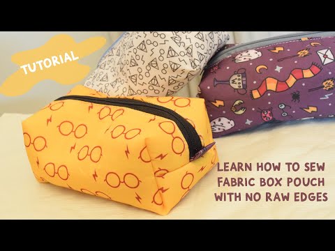 How to Sew Zipper Box Pouches with no Raw Edges Inside | DIY Fabric Box Makeup Stationary Pouches