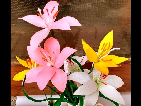 How to make Paper Flowers Rain Lily \ zephyranthus (flower # 102)