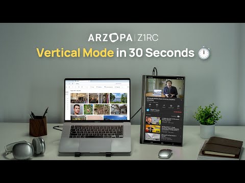 Part of a video titled How to Set Up a Vertical Monitor Display | Portable Monitor Tutorial