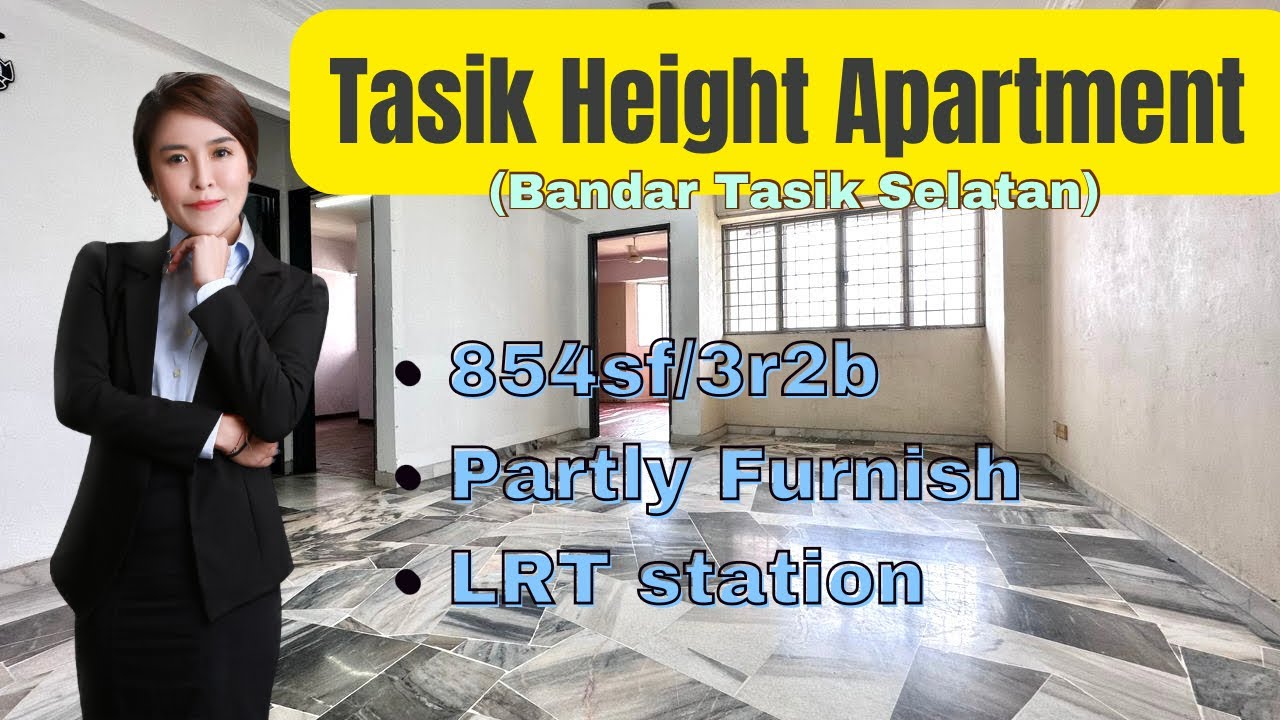 Tasik Height Apartment/854sf/3r2b/Partly Furnish/Guarded/LRT MRT/Bandar Tasik Selatan/For Sale