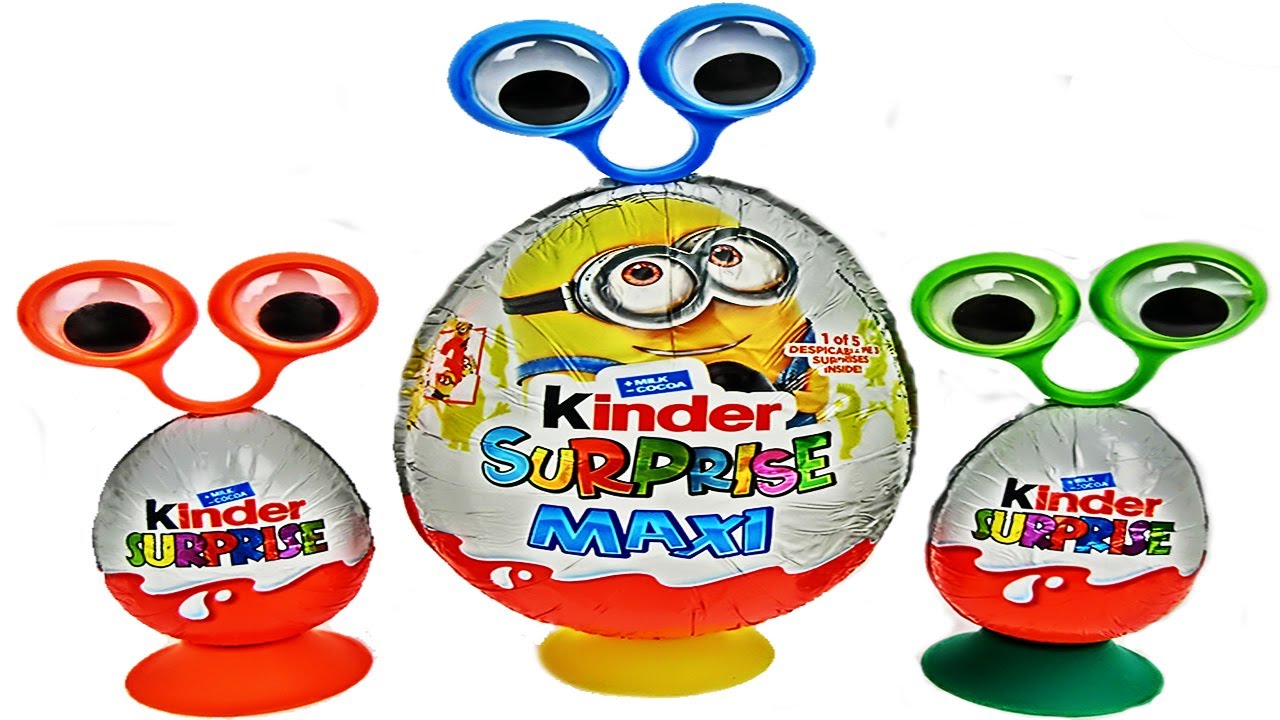 Unboxing 3 Kinder Surprise Eggs Googly Eyes Minions Maxi Chocolate Surprise Toys