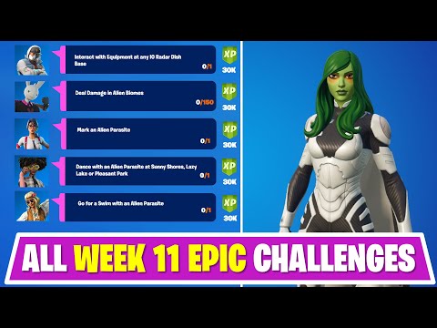 All Week 11 Leaked  Epic Quest Challenges Fortnite Season 7 - Interact with Equipment, Alien Biomes