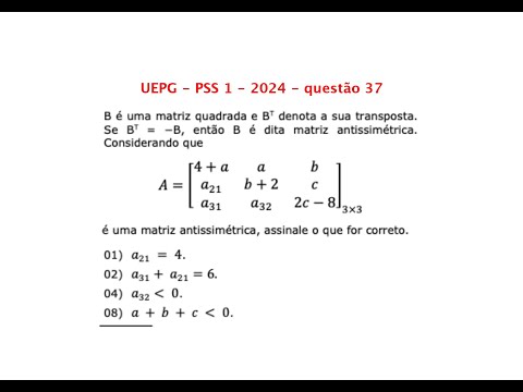 UEPG   PSS 1   2024   questão 37   Vídeo