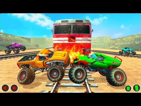 Train and American Monster Truck Derby Demolition Crashing Simulator - Android IOS Gameplay.