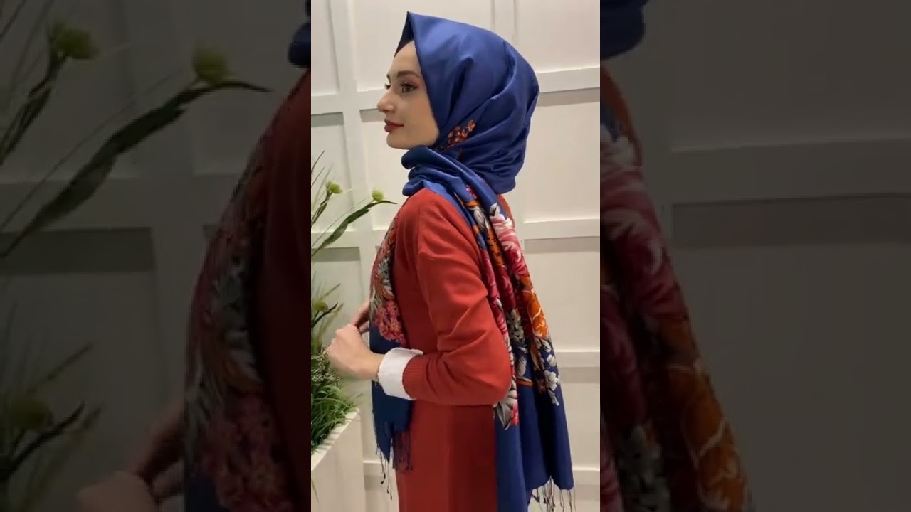 İpekevi Lacivert Klasik Çiçekli Desenli %100 Saf İpek Şal