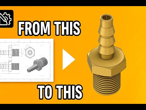 Fusion 360 Challenge | Modeling a Barbed Fitting from a Drawing#Fusion360 #CADChallenge #3DModeling