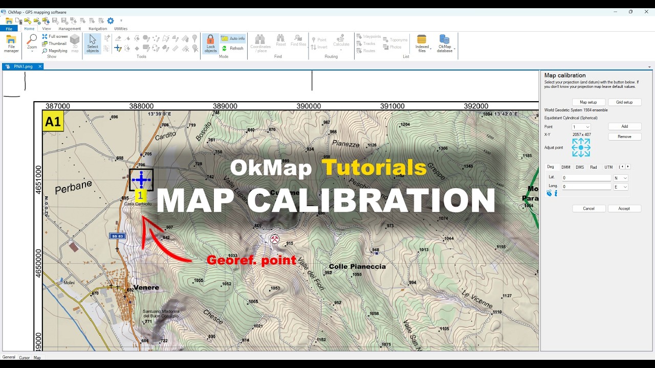 OkMap tutorial - Georeferencing a Raster Map (CRS, EPSG, Control Points)