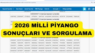 2026 Milli Piyango Çekiliş Sonuçları - Milli Piyango 2026 Bilet Sorgulama
