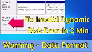 Download the video "Repair Invaild Dynamic Disk Error || Disk not showing || In 2 Min"