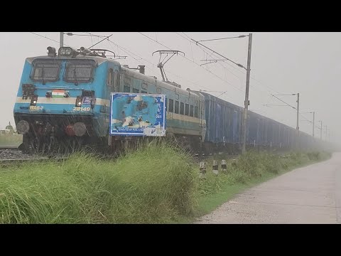 Exclucive First Look in Heavy Rain | Loaded BCN Freight Train with Powerful Khanalampura WAG-7