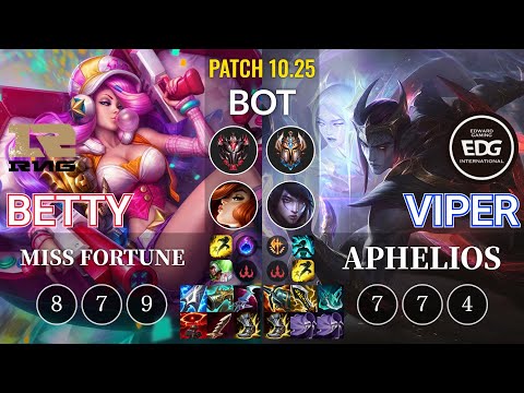 RNG Betty Miss Fortune vs EDG Viper Aphelios Bot - KR Patch 10.25