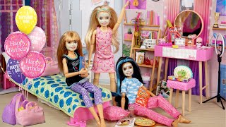 Barbie & Ken Doll Family Morning Routine & Sleepover Fun