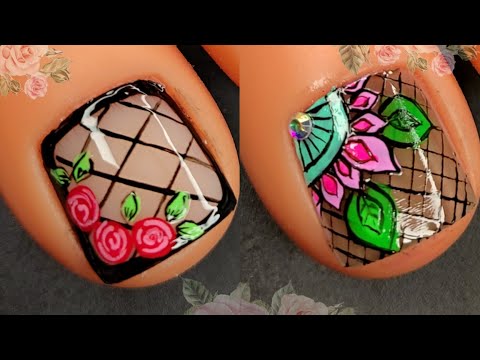 UÑAS DE PIES  decoradas con LINEAS /ideas de uñas  💅👣
