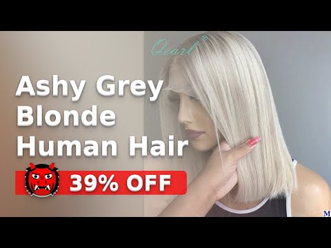 🔥 [ ON SALE ] ASHY GREY BLONDE HUMAN HAIR LACE FRONT WIG SHORT BOB STRAIGHT