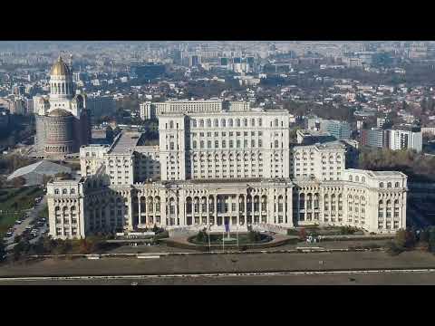 The Palace of the Parliament or Palatul Parlamentului by DRONE.  - Bucharest Romania - ECTV