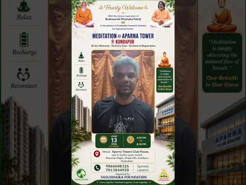 Invitation from Sri Deepak for an event MEDITATION@APARNA at Kondapur on June 13 2026