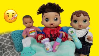 Baby Alive doll Drake's sick day morning routine